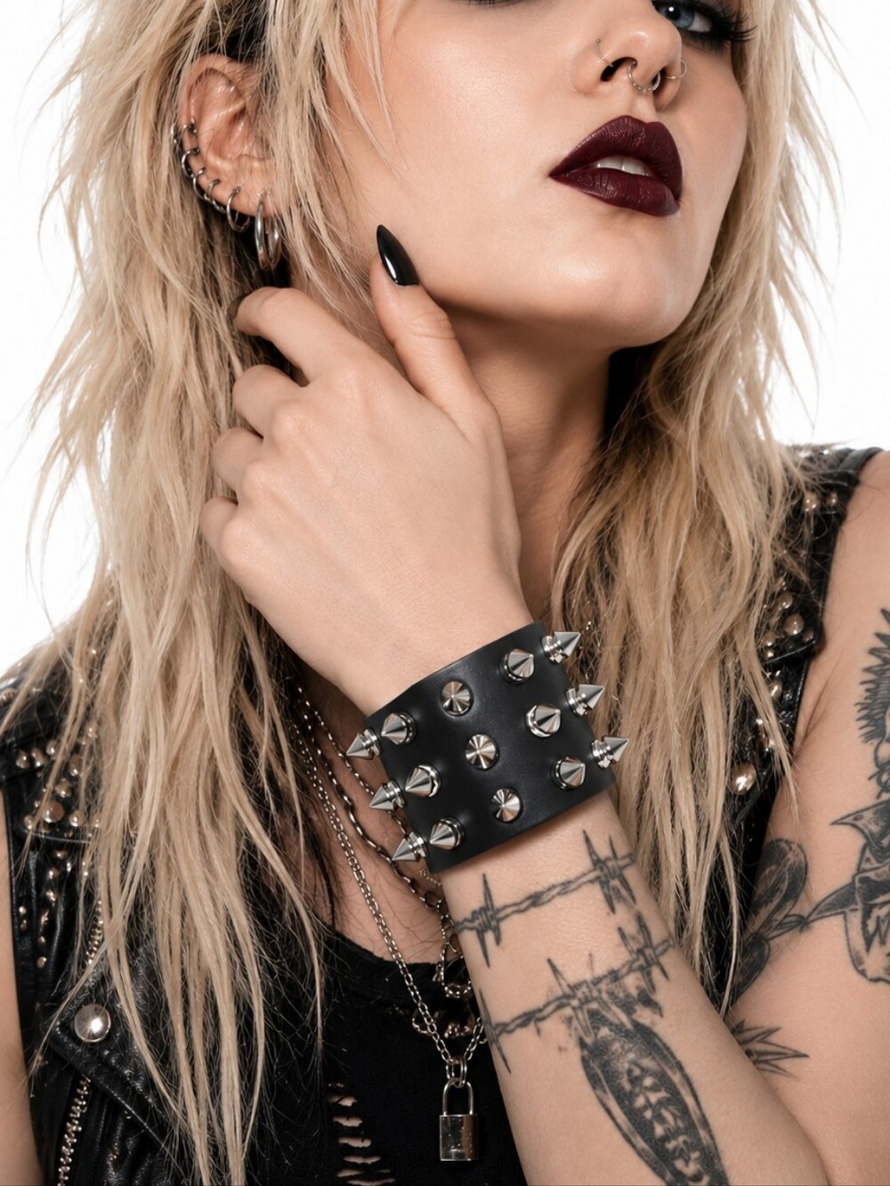 Triple Row Spiked Rist Cuff